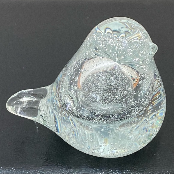 Murano Style Clear Glass Bird Paperweight Controlled Bubbles Art Glass Bird - Picture 3 of 15